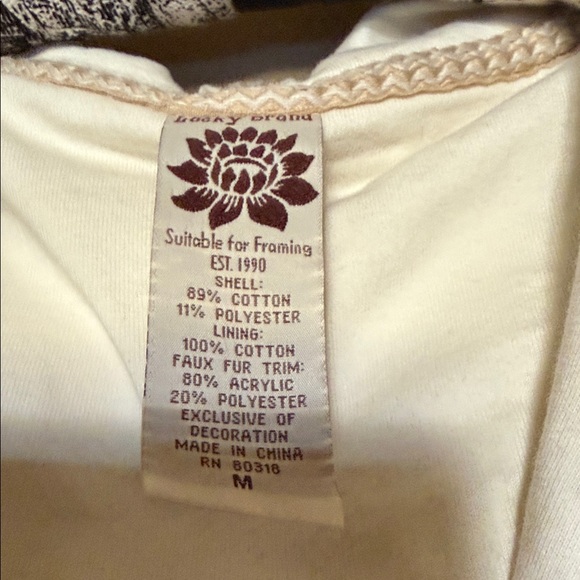 Lucky Brand Cream  Embroidered Hoodie Sweatshirt size M - Picture 2 of 5